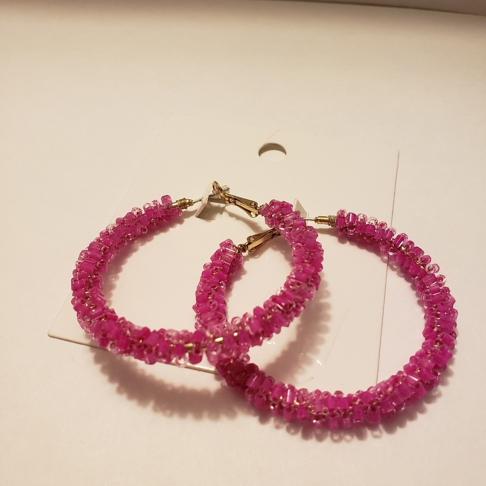 Pink Hoop Earrings